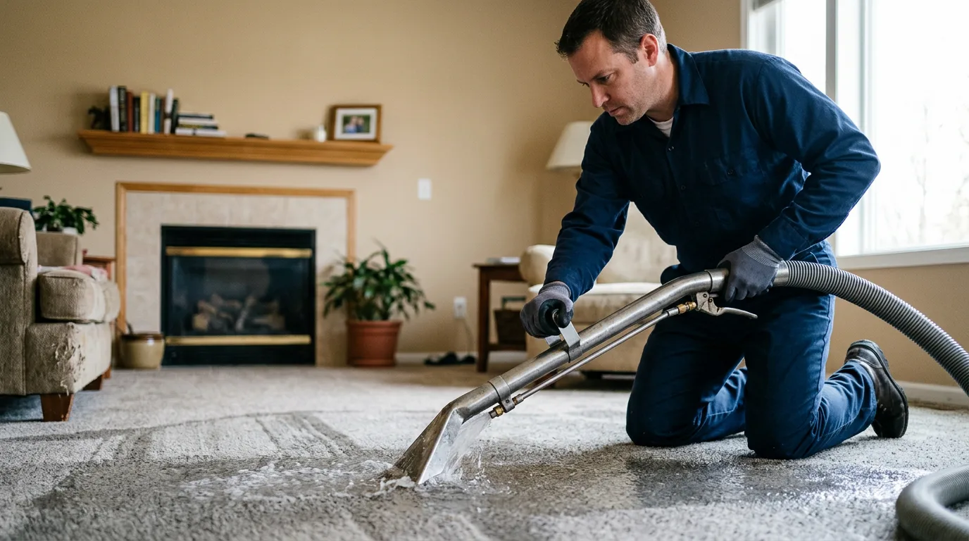 Water damage restoration technician working near Ballinger, TX